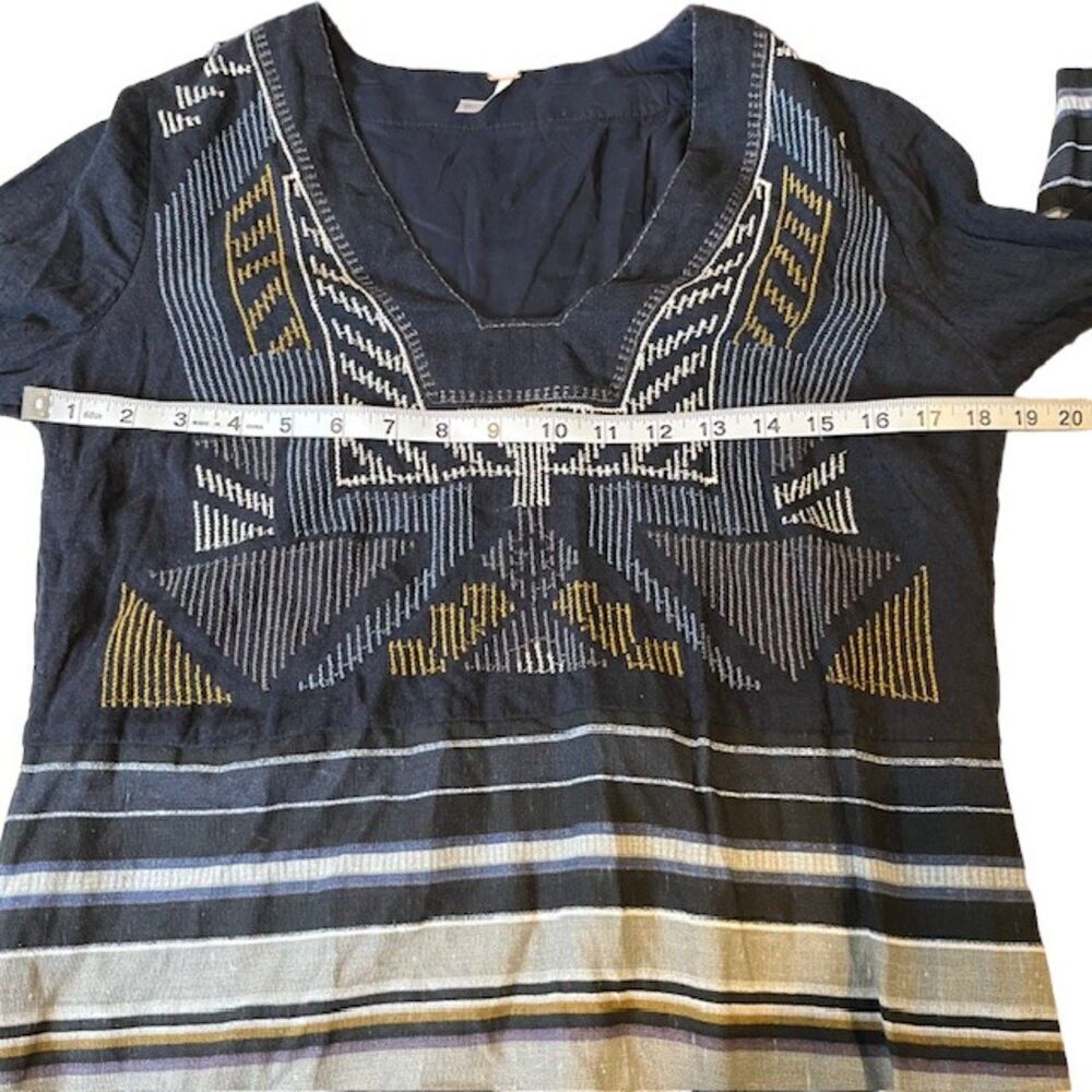Free People Sundown Mini Dress Navy White Gold Embroidery Size‎ Small - Picture 9 of 12